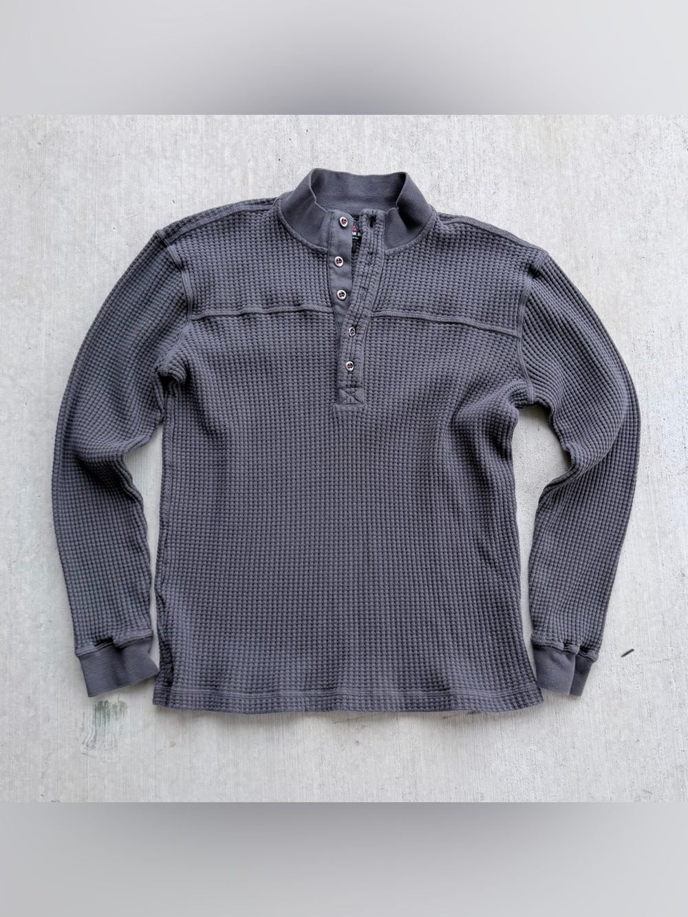 American Giant Waffle Yoke Henley T Shirt Long Sleeve Size Small